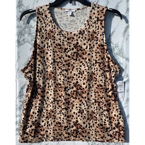 Bar III Womens 3X Cheetah Print Sleeveless top self lined Rayon & Spandex Blend - Picture 1 of 9